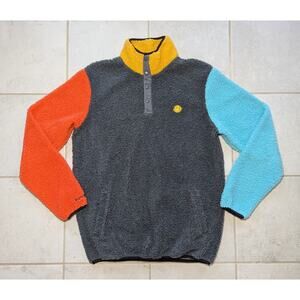Dutch Bros Coffee Adults Size Small Fleece Jacket Colorblock Pullover T Snap